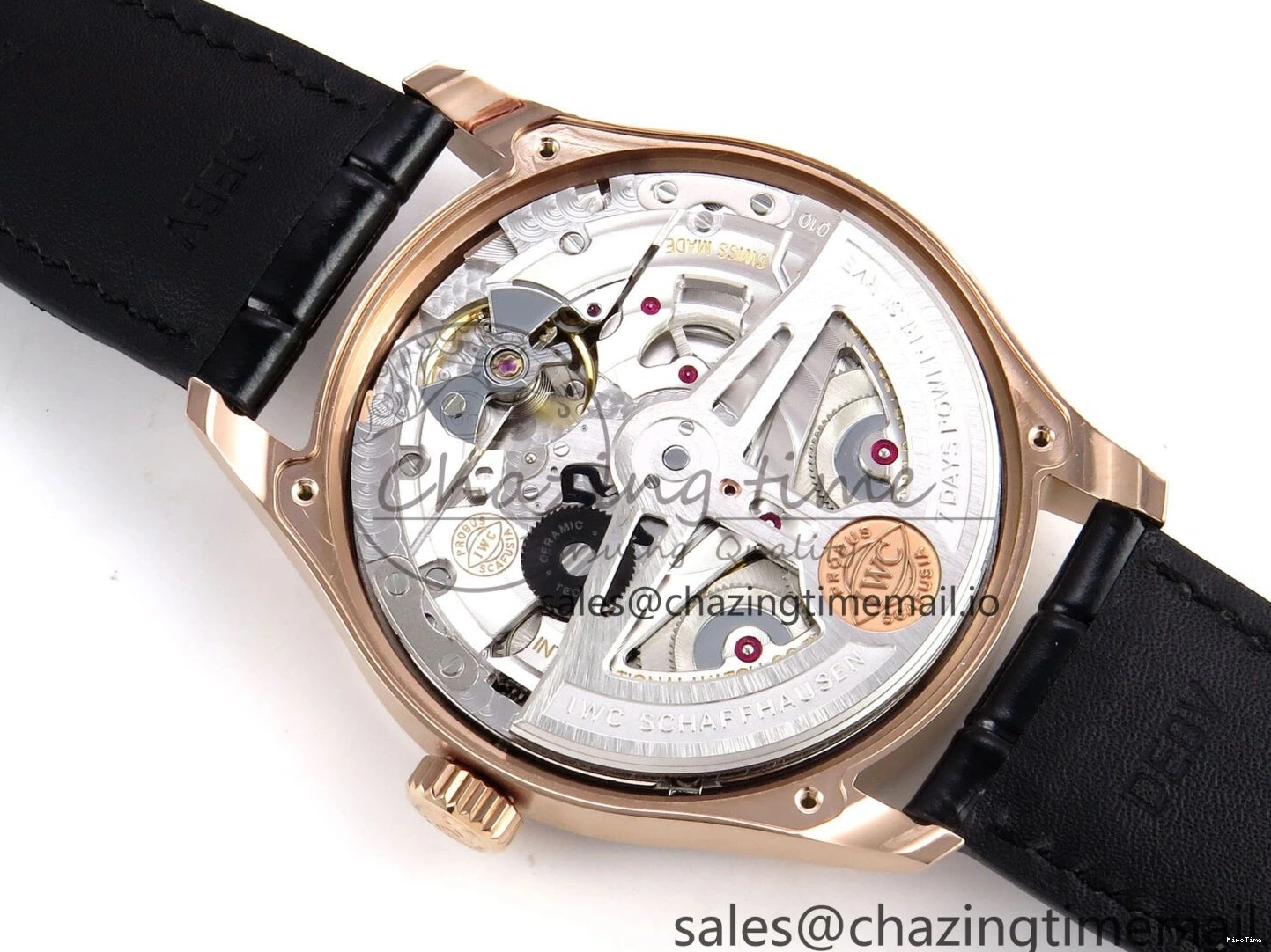 MIROTIME 0110 Portugieser Automatic 42mm RG APSF 1:1 Best Edition Black Dial on Black Leather Strap A Original 7007